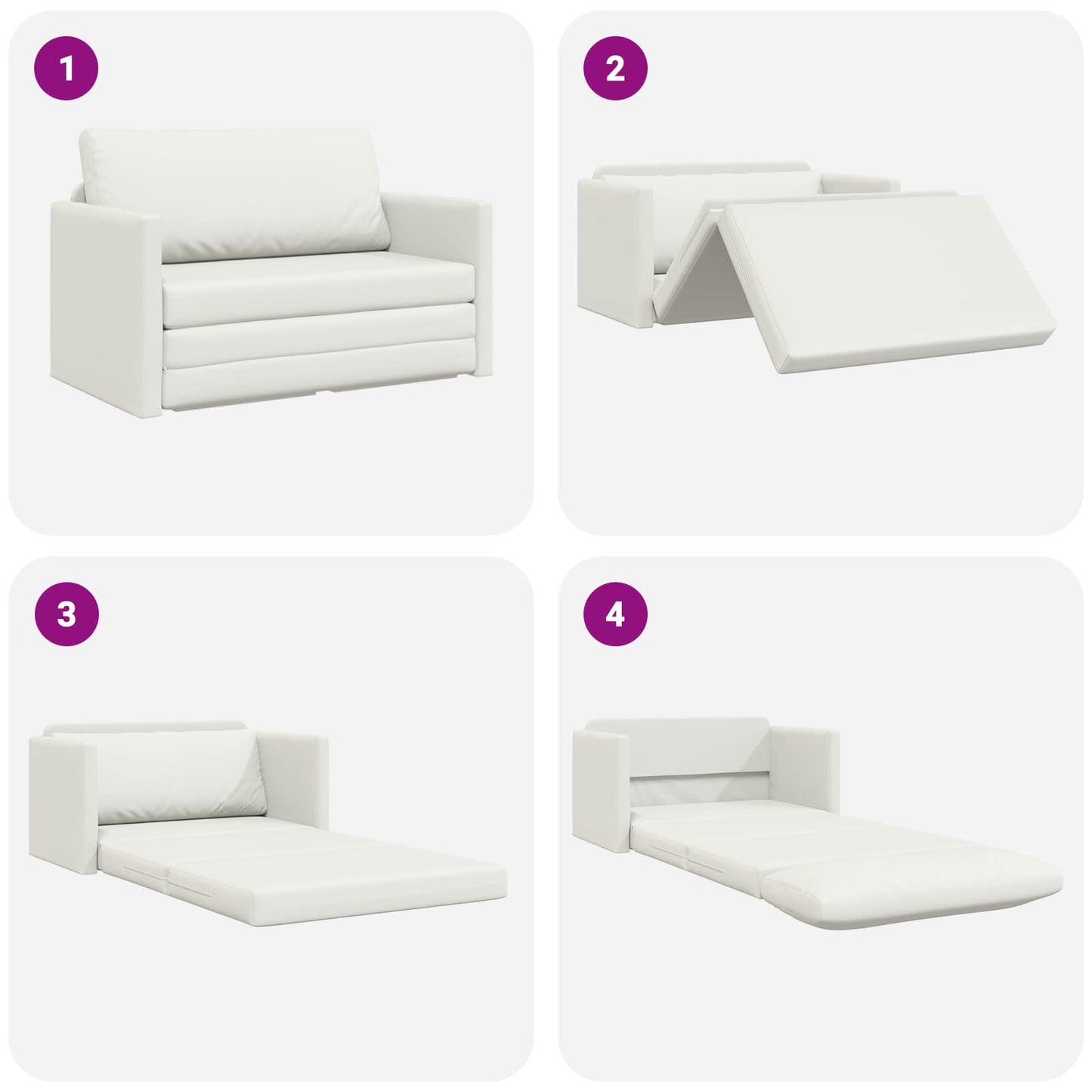 Divano letto Bianco 124 x 71 x 78 cm Pelle Artificiale