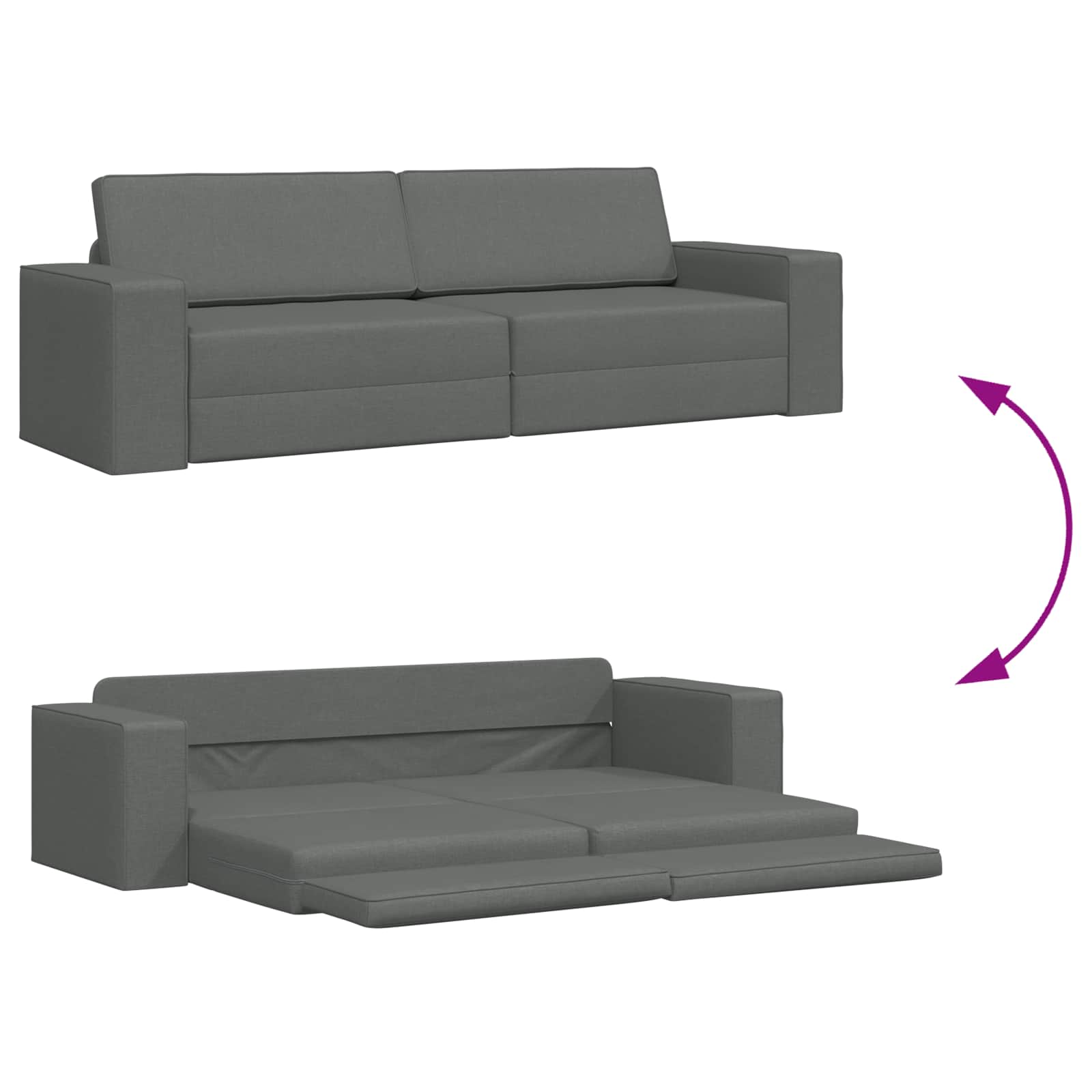Divano letto Grigio scuro 245 x 78 x 77 cm Tessuto | homemem39