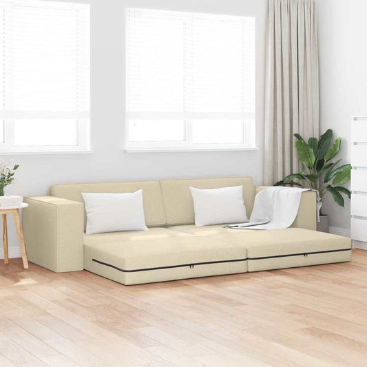 Divano-letto da pavimento Crema 245 x 78 x 77 cm Tessuto - homemem39