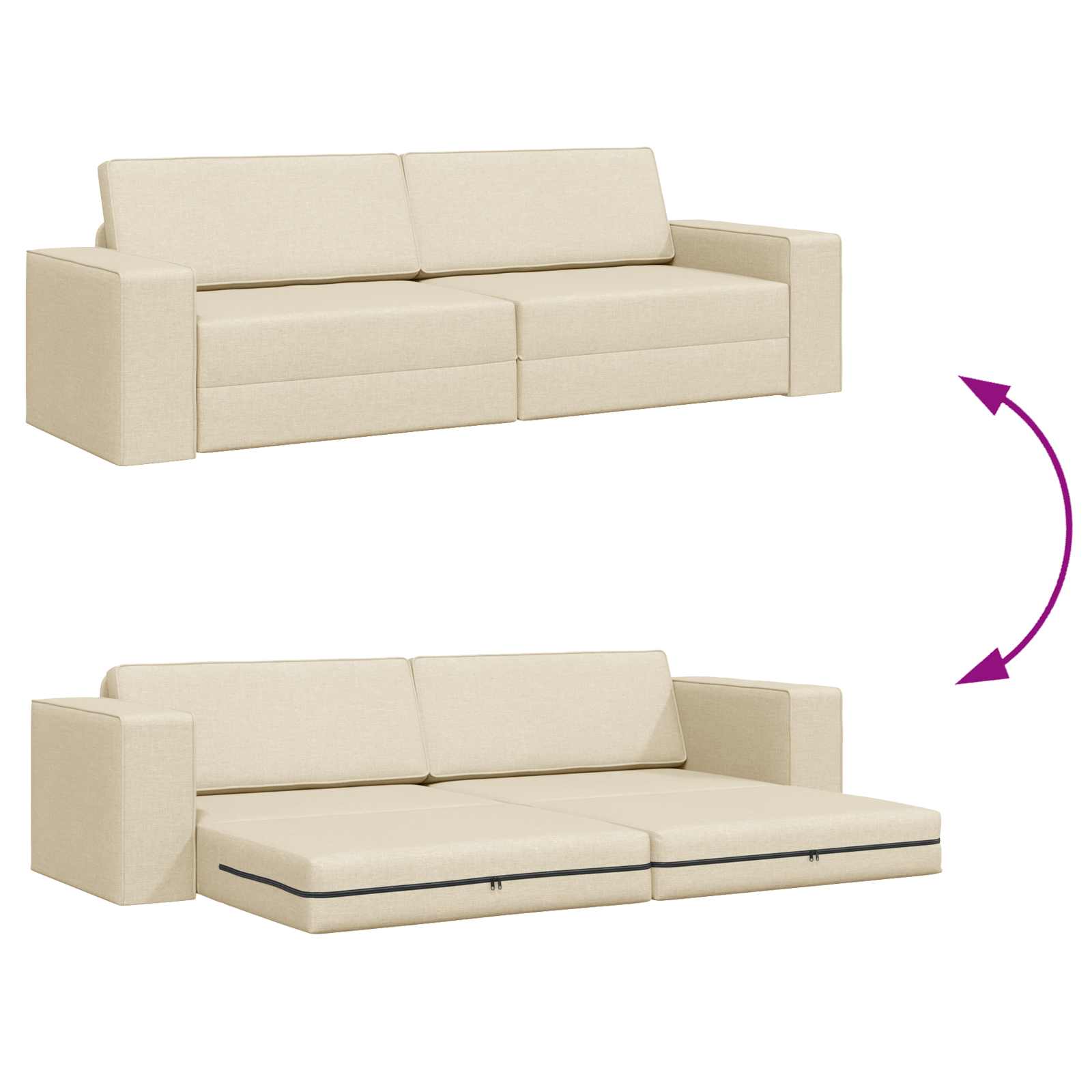 Divano letto Crema 245 x 78 x 77 cm Tessuto | homemem39