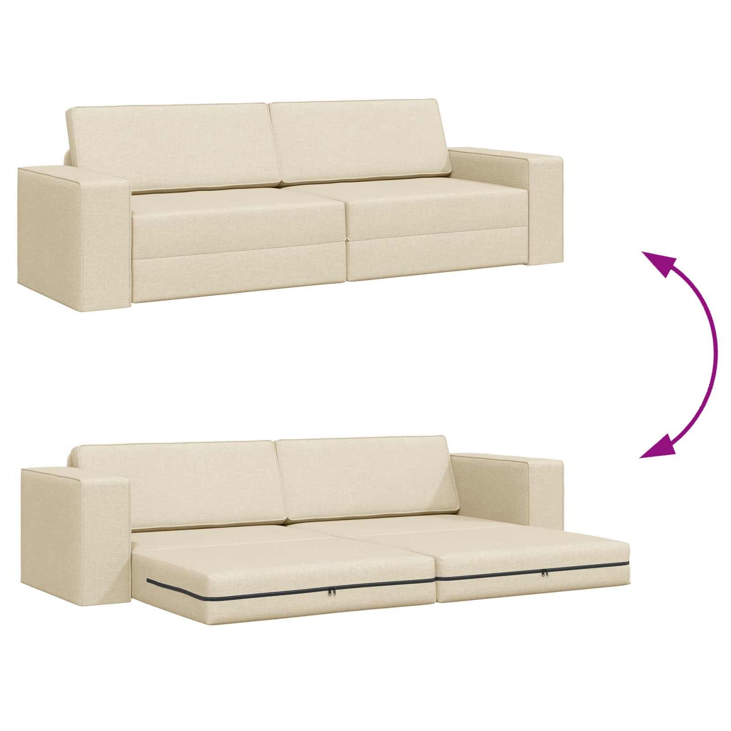 Divano letto Crema 245 x 78 x 77 cm Tessuto