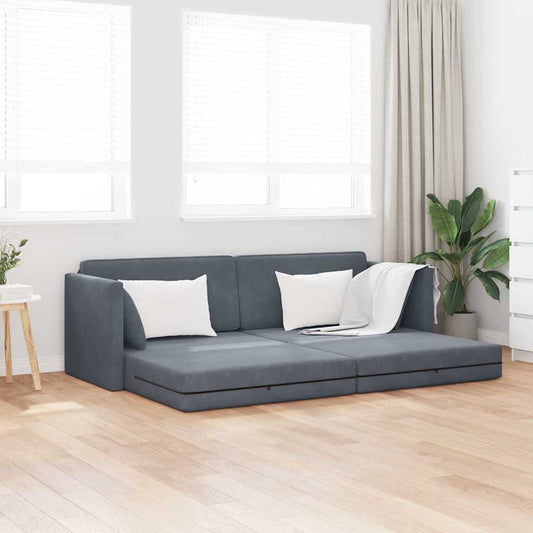 Divano letto Grigio scuro 213 x 70 x 77 cm Velluto - homemem39