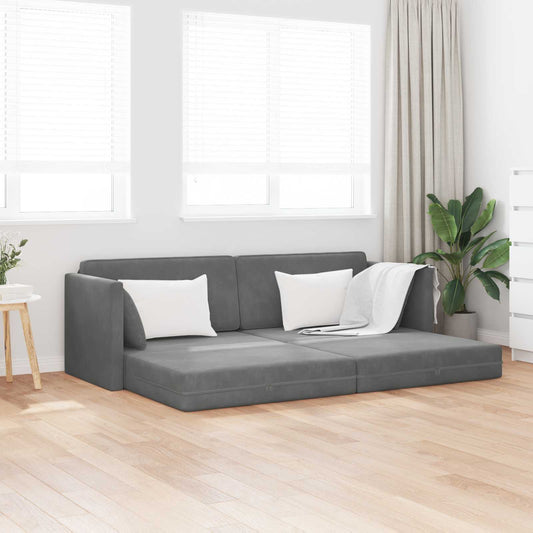 Divano-letto da pavimento Grigio scuro 213 x 70 x 77 cm Velluto