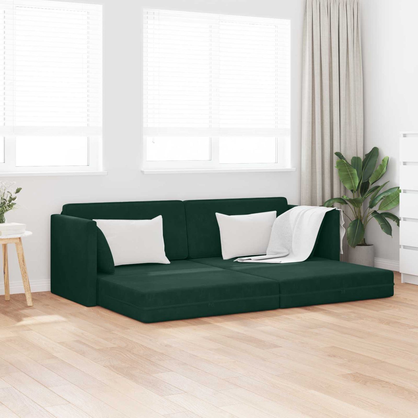 Divano-letto da pavimento Verde Scuro 213 x 70 x 77 cm Velluto