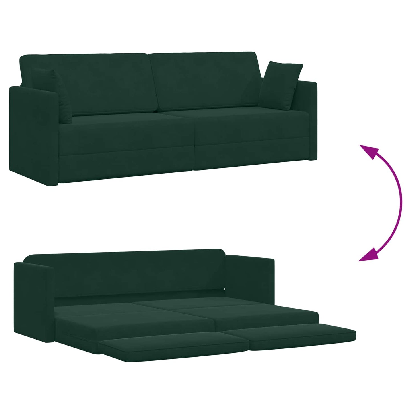 Divano-letto da pavimento Verde Scuro 213 x 70 x 77 cm Velluto | homemem39