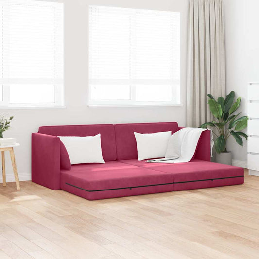 Divano Letto Rosso Vino 213 x 76 x 77 cm Velluto