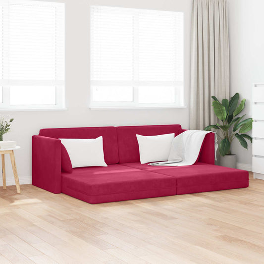 Divano-letto da pavimento Rosso Vino 213 x 70 x 77 cm Velluto