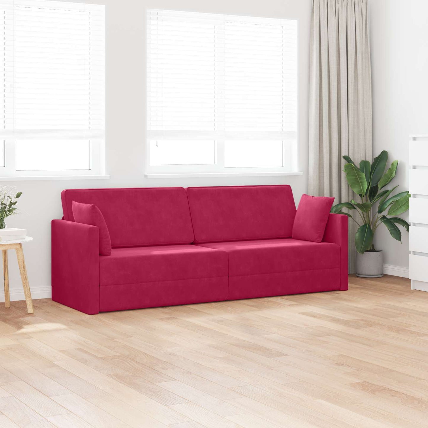 Divano-letto da pavimento Rosso Vino 213 x 70 x 77 cm Velluto