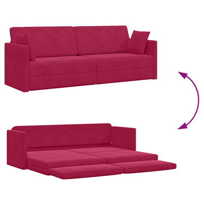 Divano-letto da pavimento Rosso Vino 213 x 70 x 77 cm Velluto | homemem39