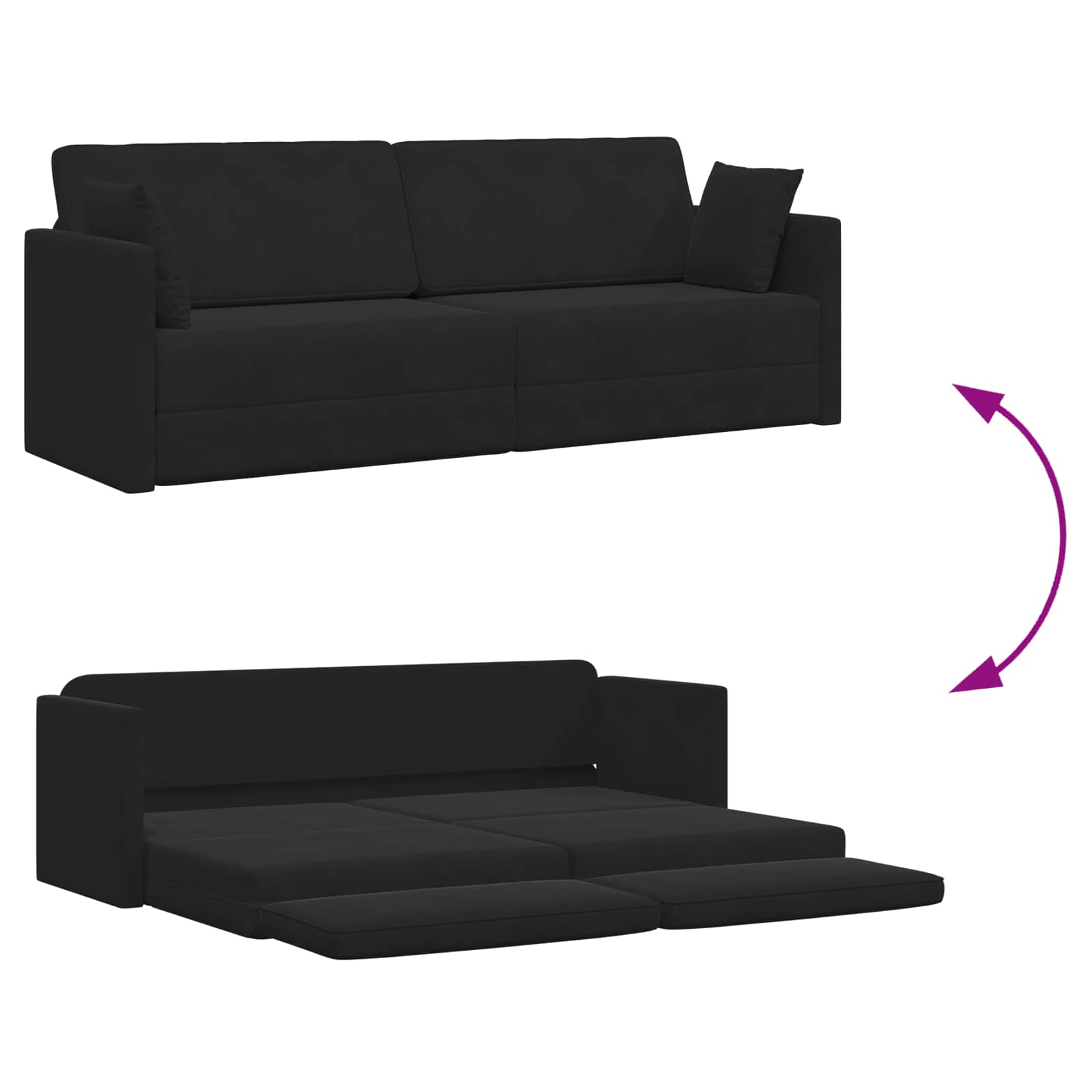 Divano-letto da pavimento Nero 213 x 70 x 77 cm Velluto | homemem39