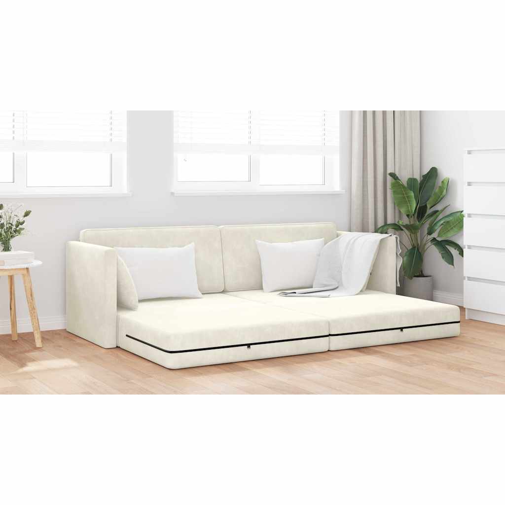 Divano-letto da pavimento 200cm Crema Velluto - homemem39