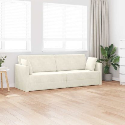 Divano-letto da pavimento Crema 213 x 70 x 77 cm Velluto | homemem39