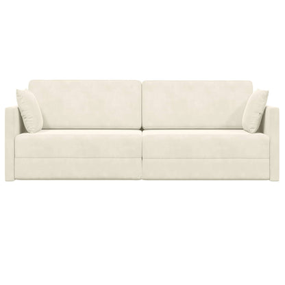 Divano-letto da pavimento Crema 213 x 70 x 77 cm Velluto | homemem39