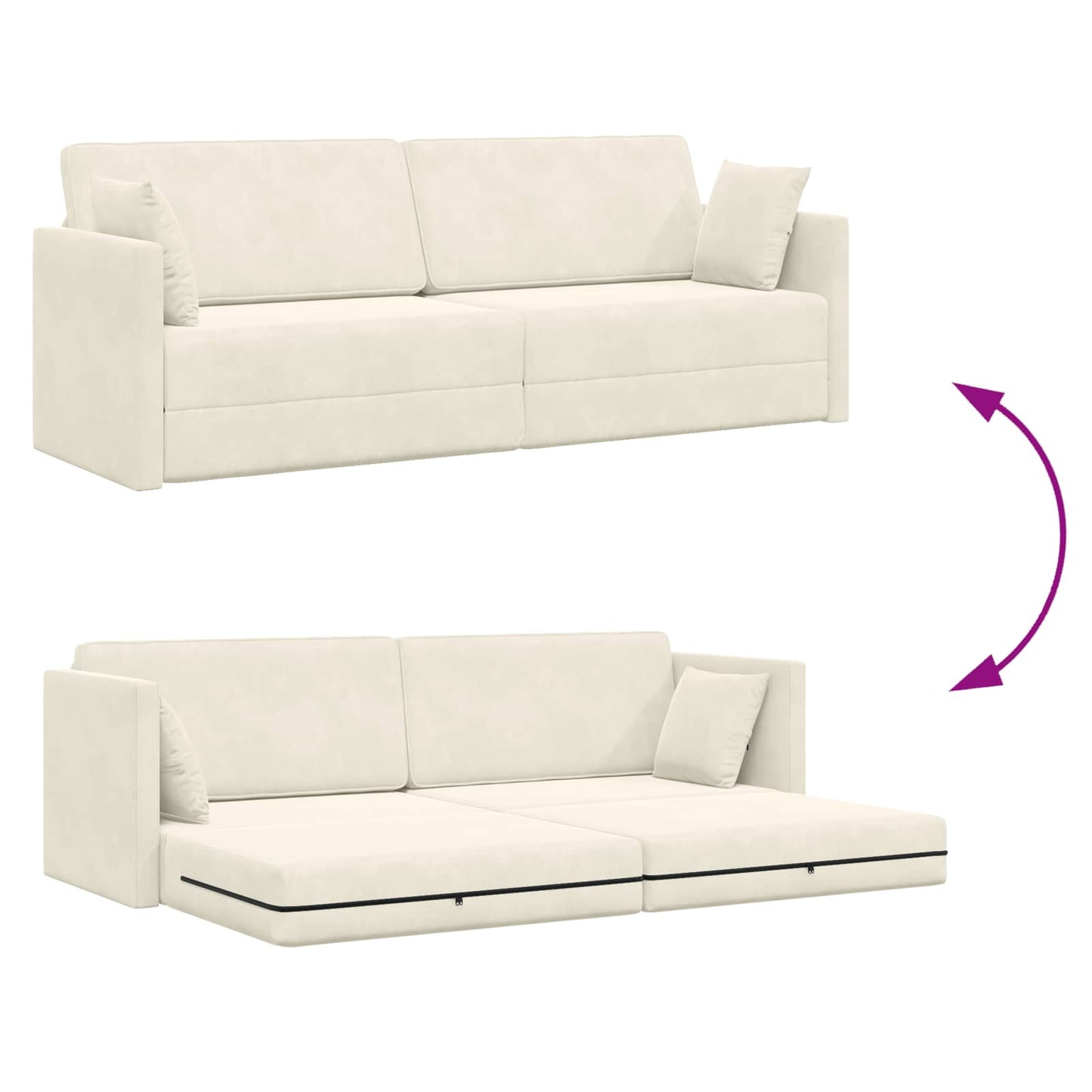 Divano-letto da pavimento Crema 213 x 70 x 77 cm Velluto | homemem39