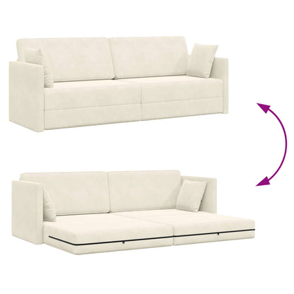 Divano-letto da pavimento Crema 213 x 70 x 77 cm Velluto