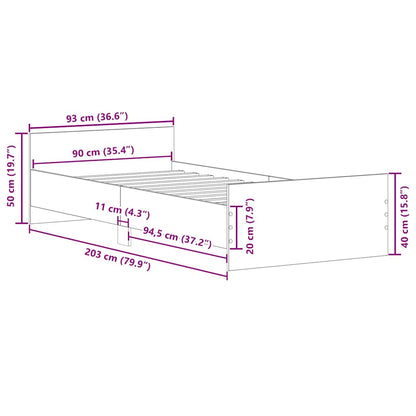 Giroletto senza Materasso Legno Antico 90x200cm in Truciolato | homemem39