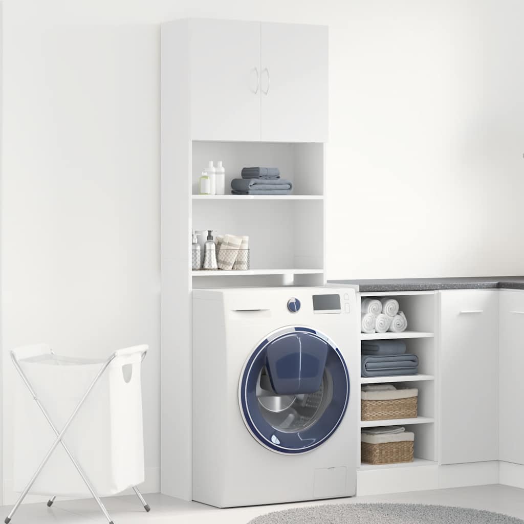Mobile Lavatrice Bianco 64x24x190 cm in Legno Multistrato | homemem39