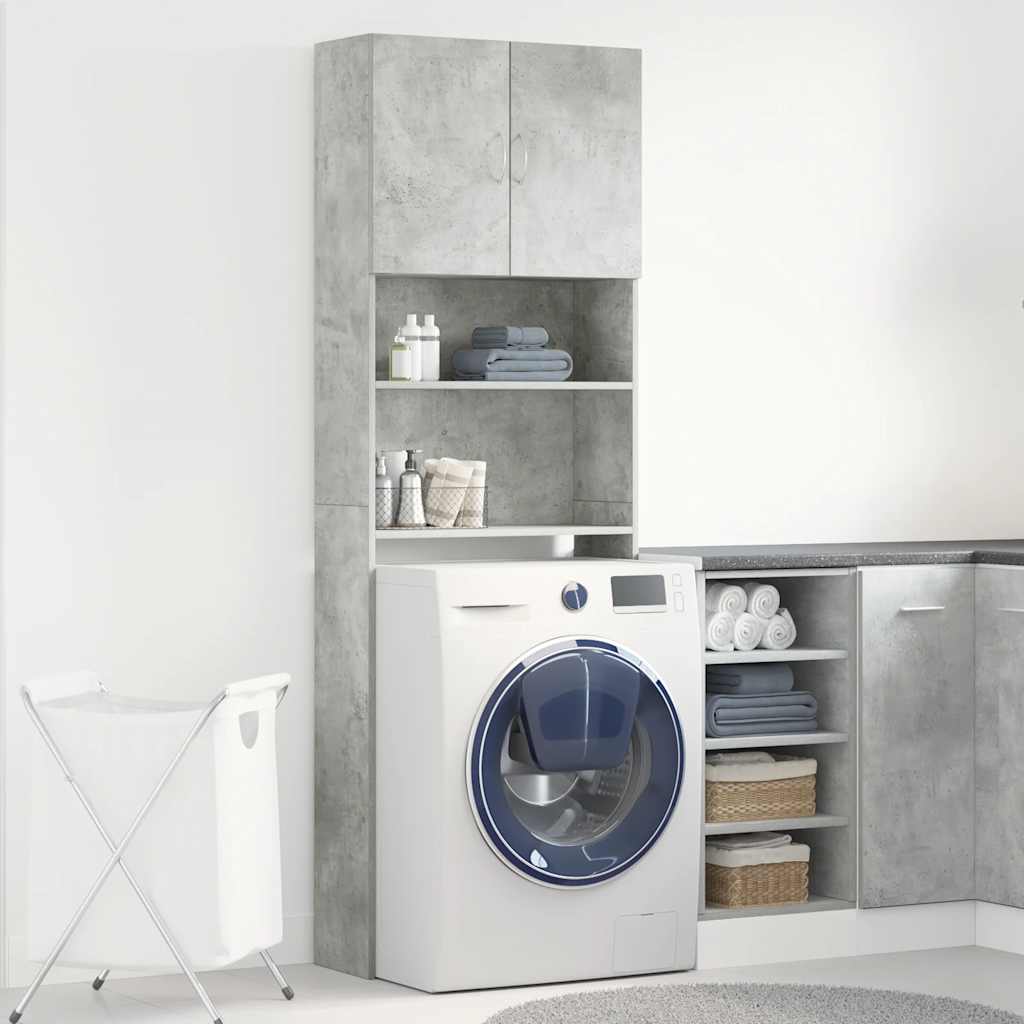 Mobile Lavatrice Grigio Cemento 64x24x190 cm Legno Multistrato | homemem39