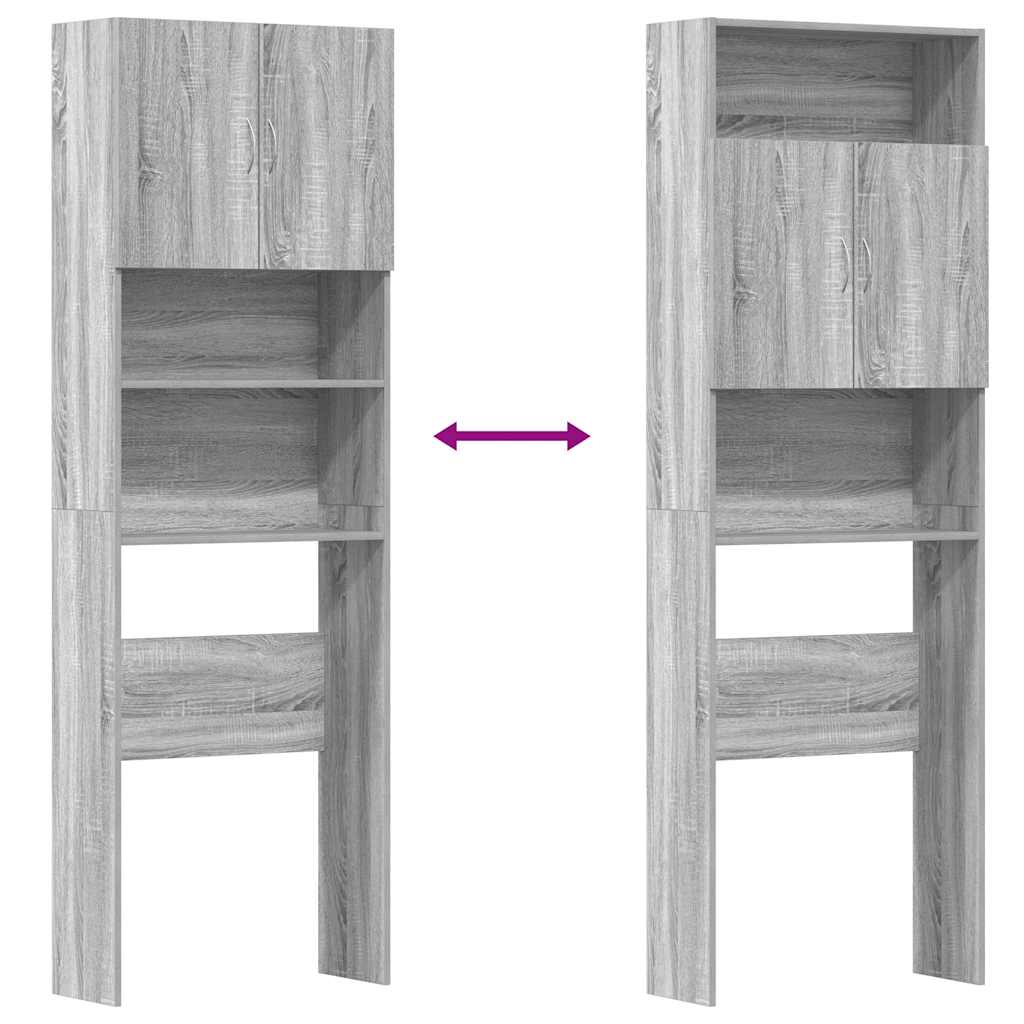 Mobile Lavatrice Grigio Sonoma 64x24x190 cm Legno Multistrato | homemem39