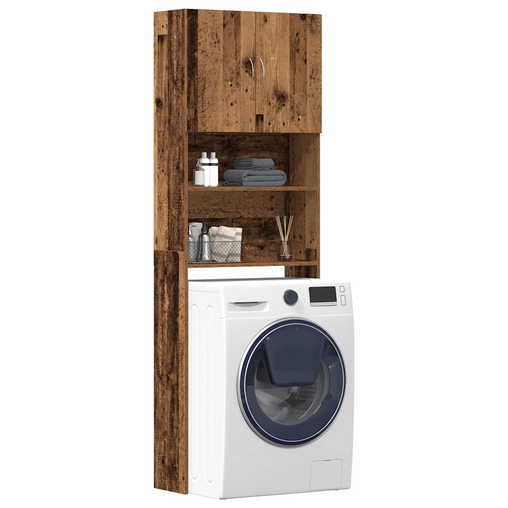 Mobile Lavatrice Legno Antico 64x24x190 cm in Legno Multistrato | homemem39