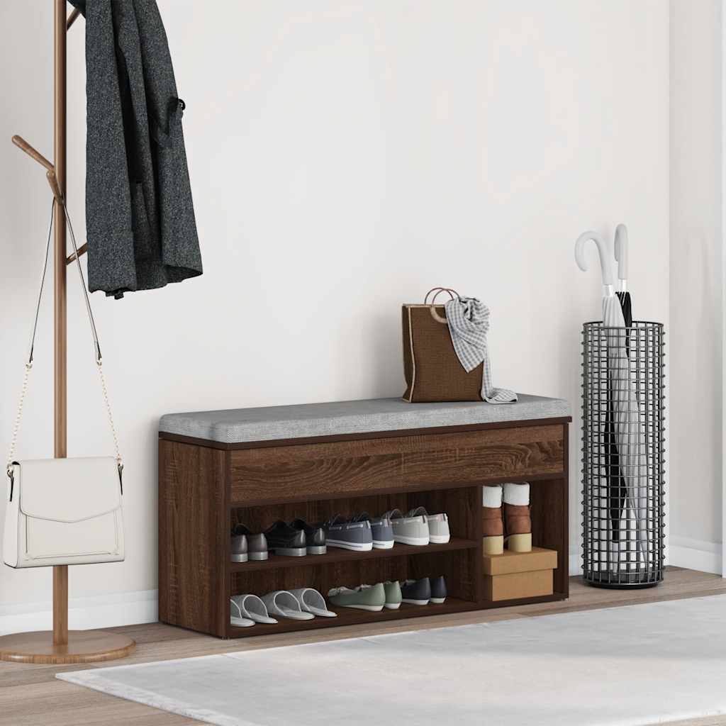 Scarpiera Rovere Marrone 102x30,5x45 cm in Legno Multistrato - homemem39