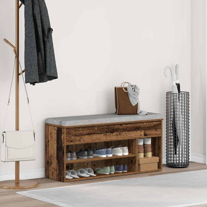 Scarpiera Legno Antico 102x30,5x45 cm in Legno Multistrato