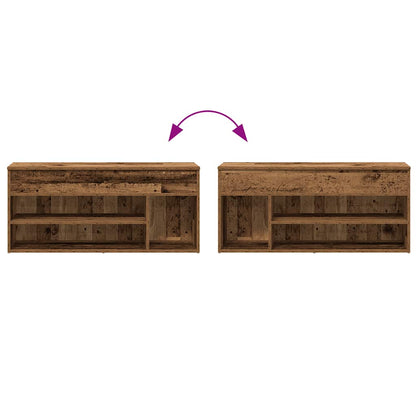 Scarpiera Legno Antico 102x30,5x45 cm in Legno Multistrato