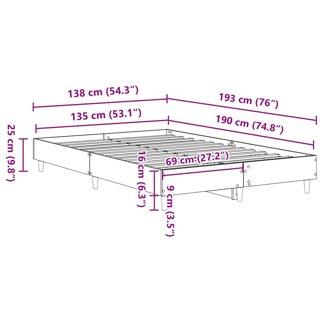 Giroletto senza Materasso Legno Antico 135x190 cm in Truciolato | homemem39
