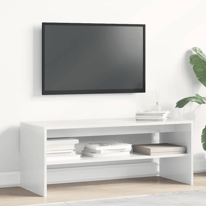 Mobile Porta TV Bianco Lucido 100x40x40 cm in Legno Multistrato - homemem39