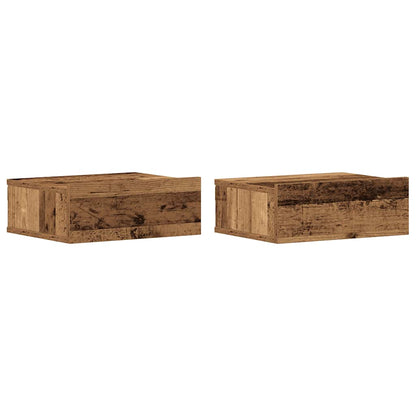 Comodini Pensili 2pz Legno Antico 40x32x15 cm Legno Multistrato