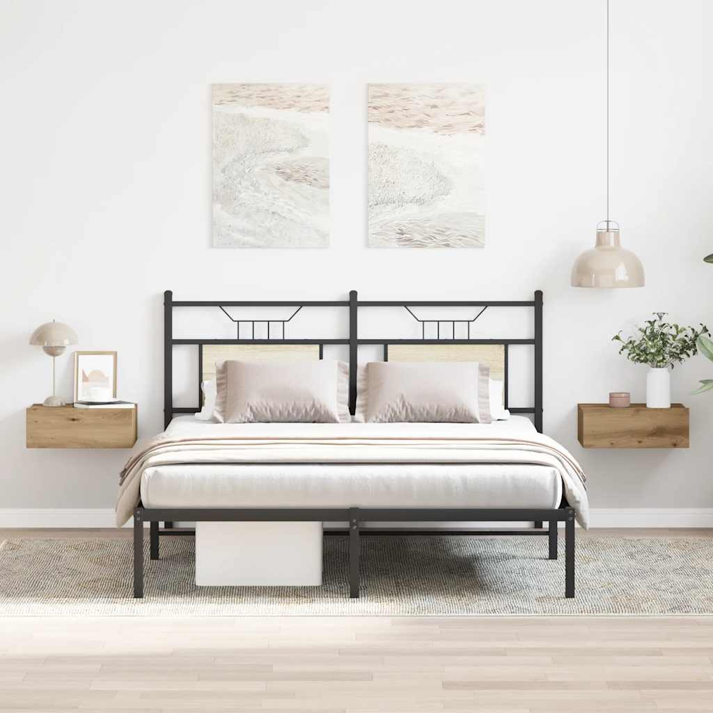 Comodini Pensili 2pz Rovere Artigianale 40x30x15 cm Truciolato