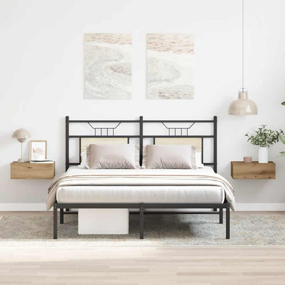 Comodini Pensili 2pz Rovere Artigianale 40x30x15 cm Truciolato