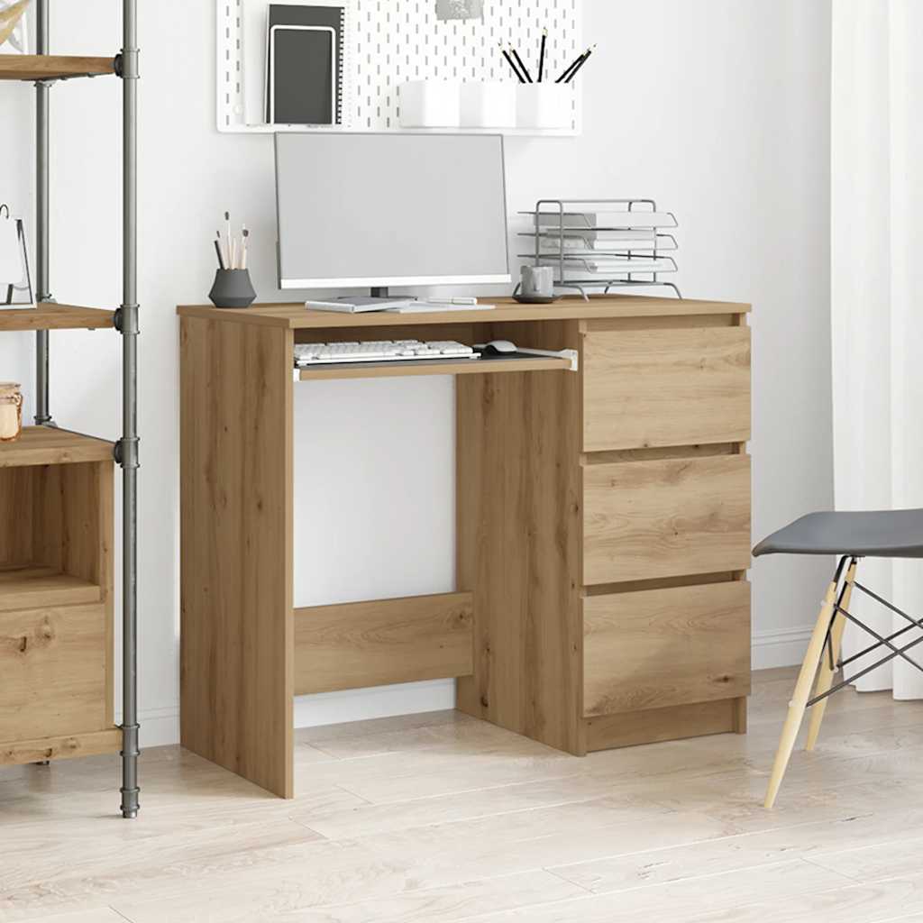 Scrivania Rovere Artigianale 90x45x76 cm in Legno Multistrato - homemem39