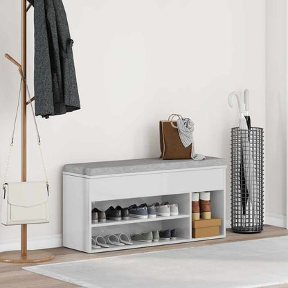 Panca Porta Scarpe Bianco Lucido 102x30,5x45 cm Truciolato - homemem39