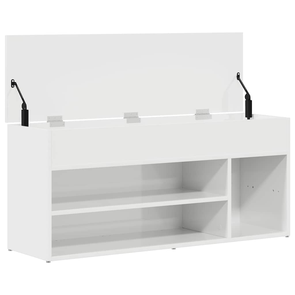 Panca Porta Scarpe Bianco Lucido 102x30,5x45 cm Truciolato - homemem39