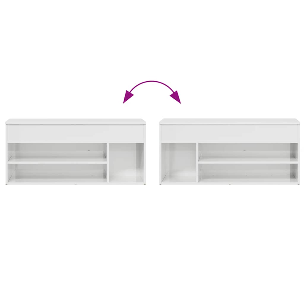 Panca Porta Scarpe Bianco Lucido 102x30,5x45 cm Truciolato - homemem39
