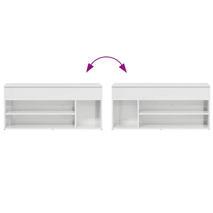 Panca Porta Scarpe Bianco Lucido 102x30,5x45 cm Truciolato - homemem39