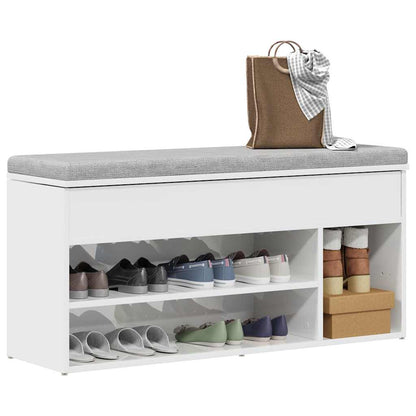 Panca Porta Scarpe Bianco Lucido 102x30,5x45 cm Truciolato - homemem39