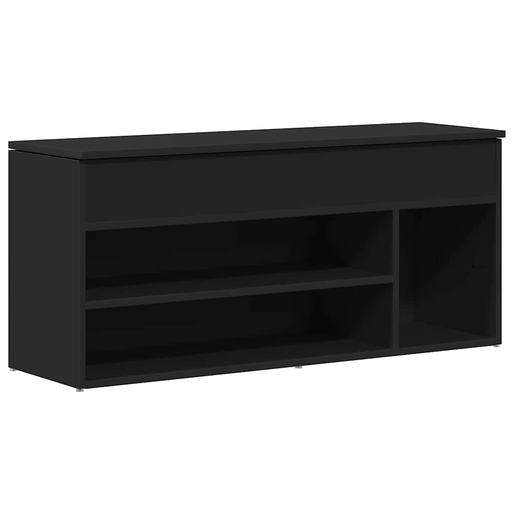 Panca Porta Scarpe Nera 102x30,5x45 cm in Legno Multistrato - homemem39