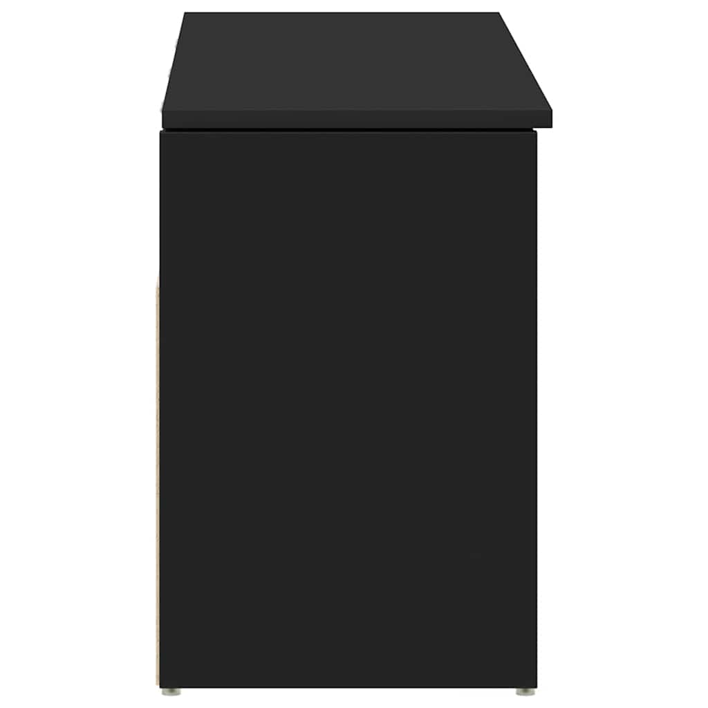 Panca Porta Scarpe Nera 102x30,5x45 cm in Legno Multistrato - homemem39