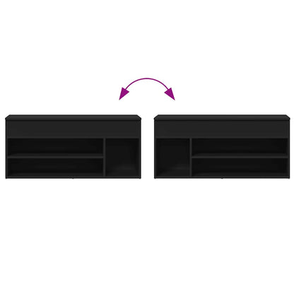 Panca Porta Scarpe Nera 102x30,5x45 cm in Legno Multistrato - homemem39