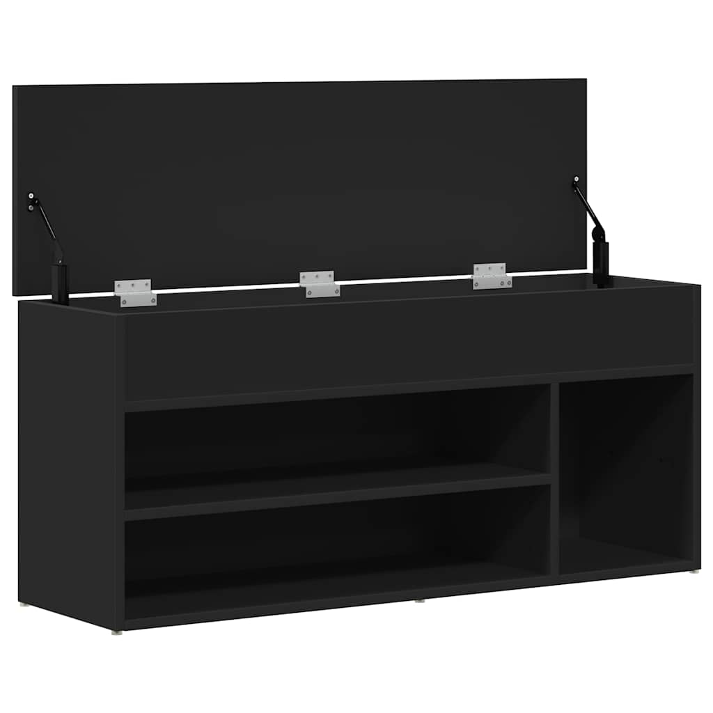Panca Porta Scarpe Nera 102x30,5x45 cm in Legno Multistrato - homemem39