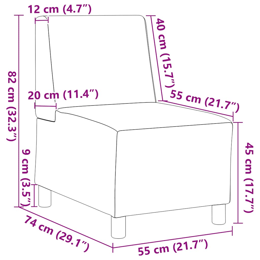 Divano componibile senza braccioli grigio chiaro 55 cm in tessuto | homemem39