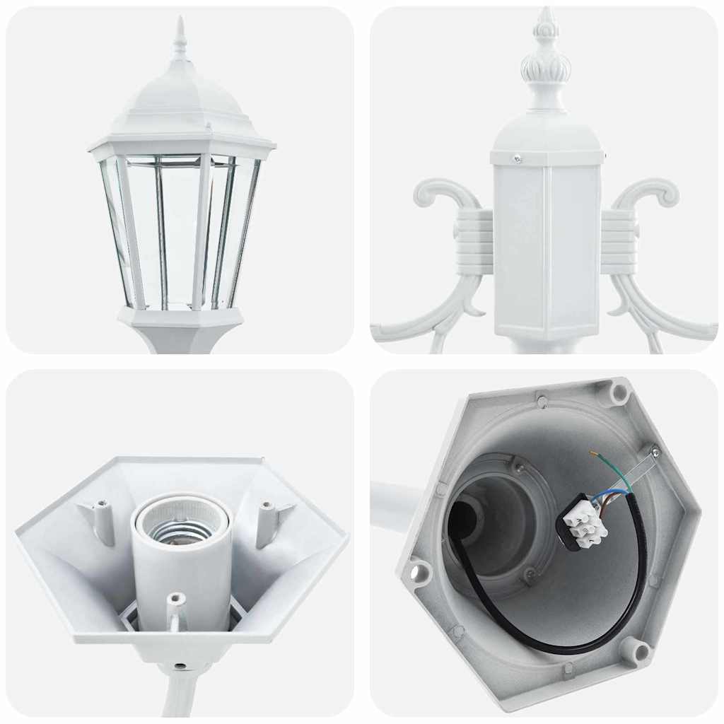 Posto Luce da Giardino Bianco Alluminio e Vetro