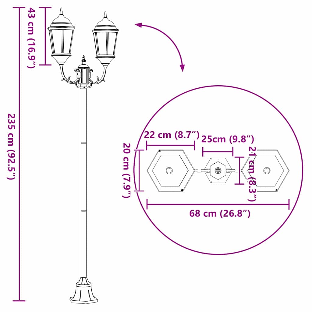 Posto Luce da Giardino Bronzo Alluminio e Vetro