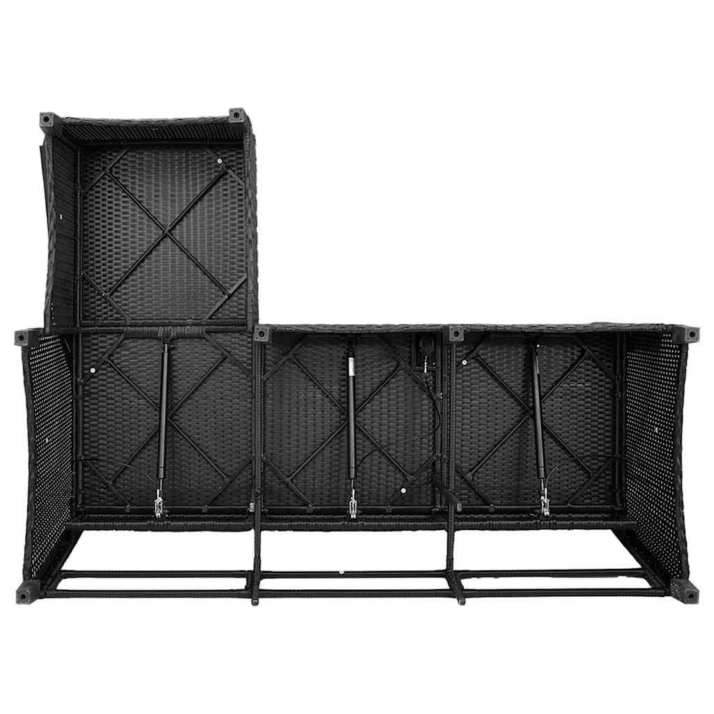 Set Divani da Giardino 3 pz con Cuscini Forma L Polyrattan Nero | homemem39