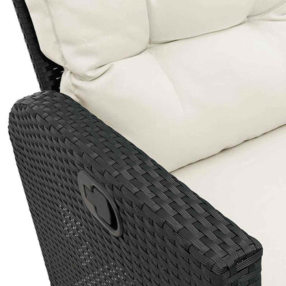 Set Divani da Giardino 3 pz con Cuscini Forma L Polyrattan Nero | homemem39