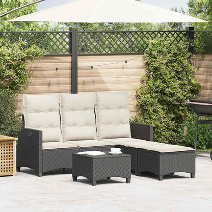 Set Divani da Giardino 3 pz con Cuscini Forma L Polyrattan Nero | homemem39