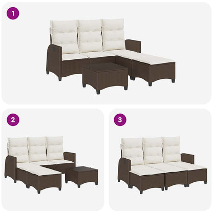 Set Divani da Giardino 3 pz con Cuscini a L Marrone Polyrattan | homemem39