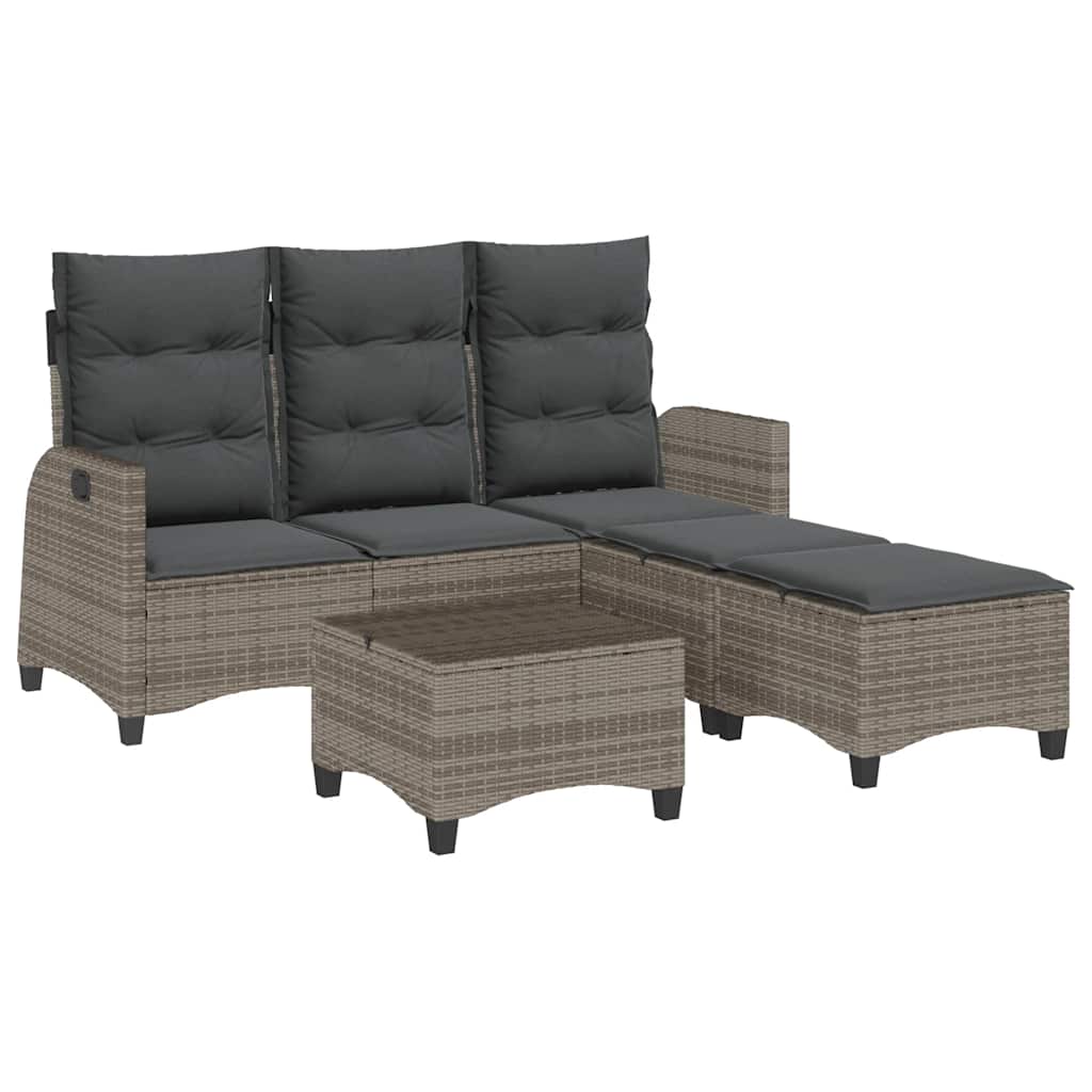 Set Divani da Giardino 3 pz con Cuscini a L Grigio Polyrattan | homemem39